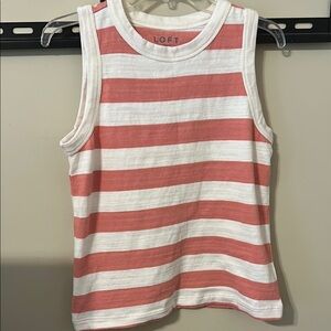 LOFT Pink and White Boxy Sleeveless Tank Top